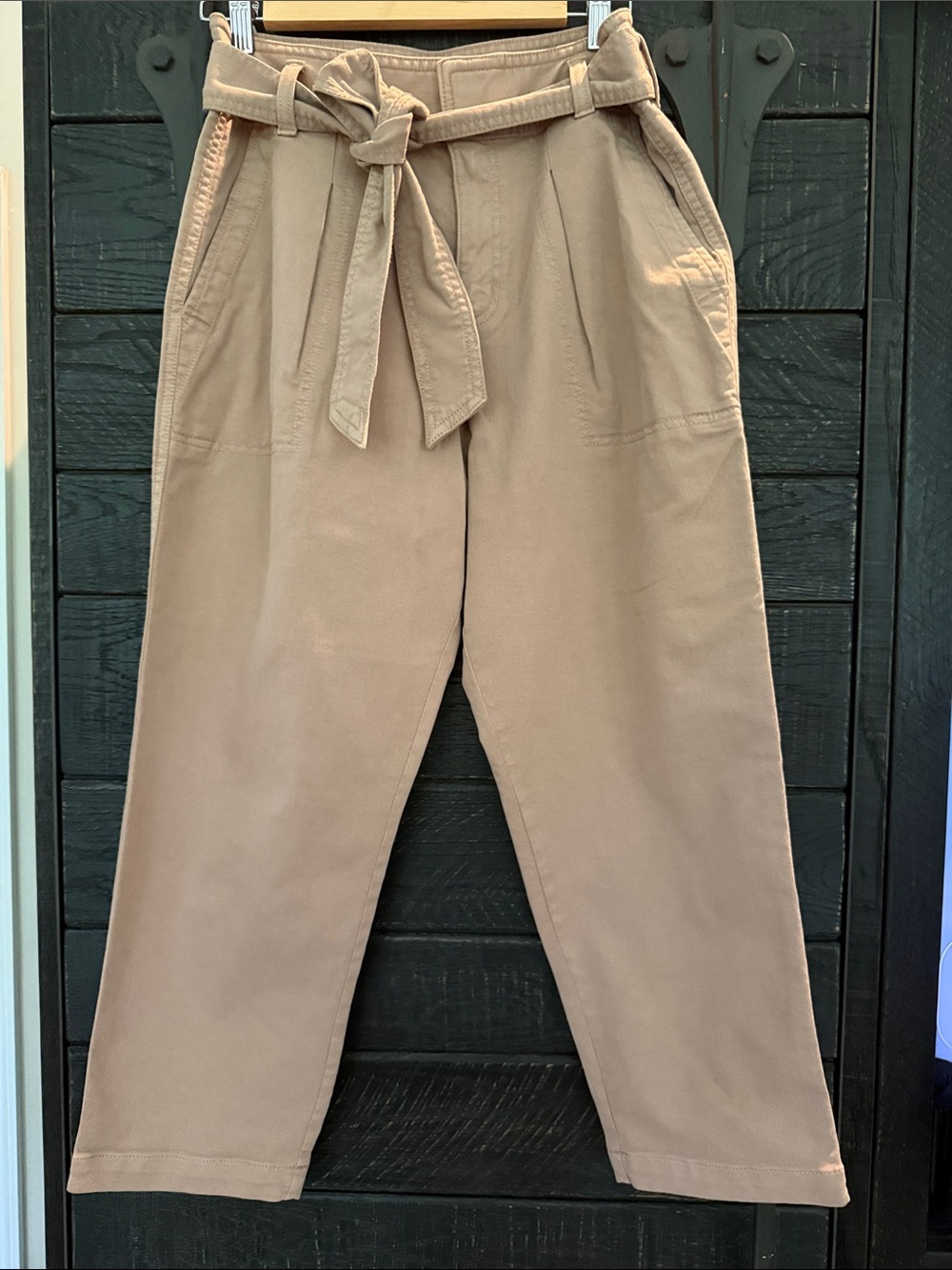 Ann Taylor LOFT Tan/ Khaki Paperbag Tie-Waist Chinos